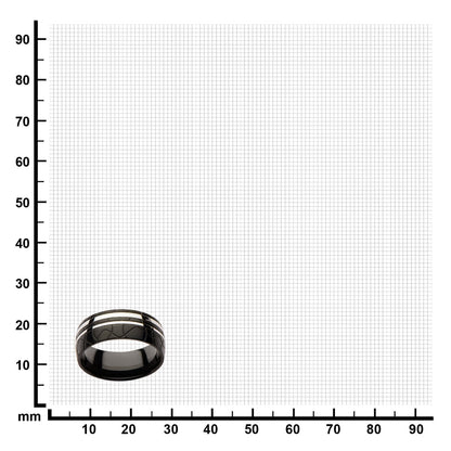 Mens Stainless Steel Black IP Patterned Stainless Steel Ring