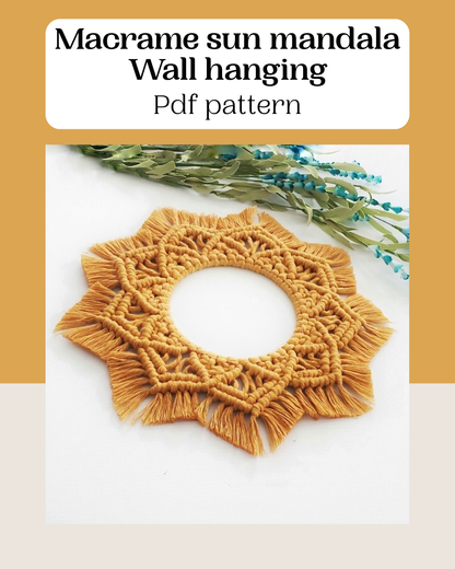 macrame wall hanging pdf pattern, beginner macrame tutorial, DIY macrame step by step, Macrame mandala pattern. macrame circle. English only