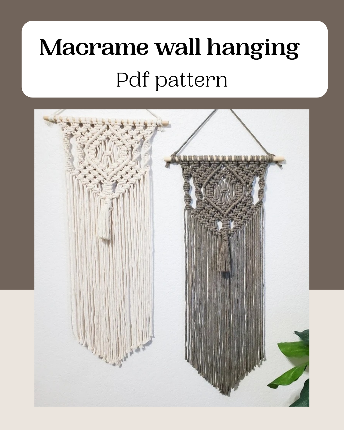 Beginner macrame wall hanging pattern 'Luna'. PDF pattern digital download.