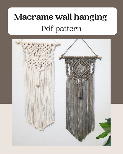 Beginner macrame wall hanging pattern 'Luna'. PDF pattern digital download.