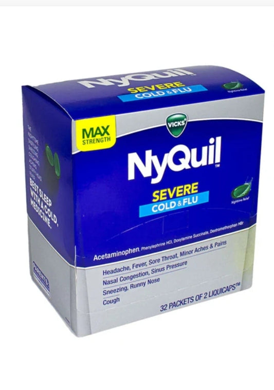 Nyquil, Cold & Flu, Severe, Max Strength 32 PACK