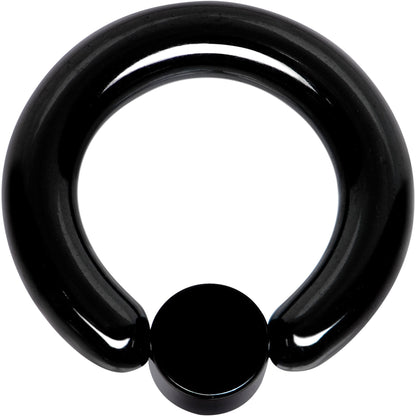 6G 1/2 White Faux Opal 6mm Disc Black IP BCR Captive Ring