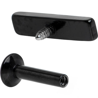 1/4 9mm Black IP Rectangle Internal Thread Daith Cartilage Tragus