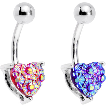 Pink Pastels and Purple Heart Orb Belly Ring Set of 5