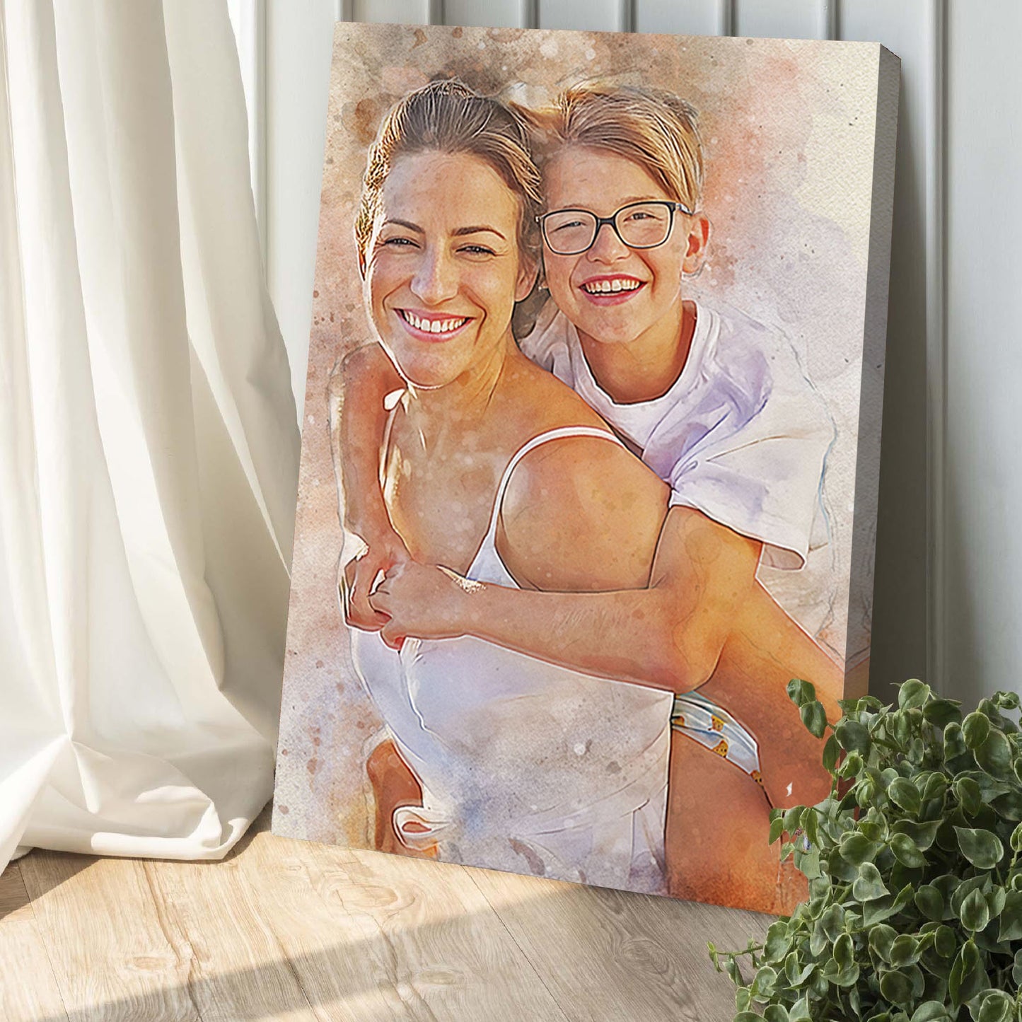 Gift For Mom Watercolor Portrait Custom Wall Art