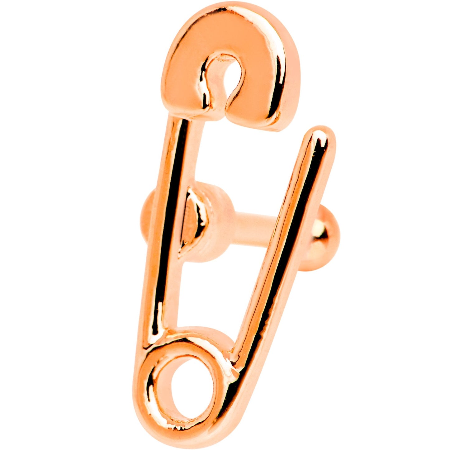 16G 1/4 Rose Gold PVD Open Safety Pin Tragus Cartilage Earring