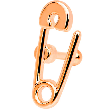 16G 1/4 Rose Gold PVD Open Safety Pin Tragus Cartilage Earring