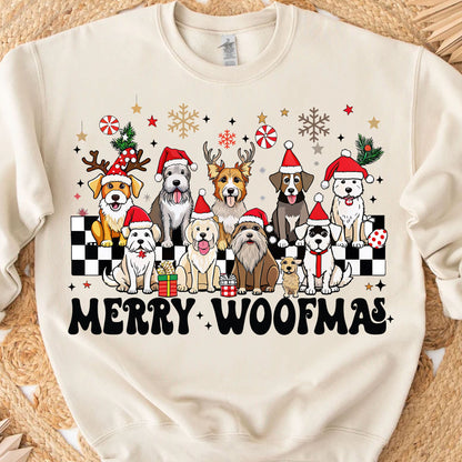 Merry Woofmas Sweatshirt, Pet Lovers Christmas Sweatshirt, Happy Christmas Ugly Sweatshirt - K1492