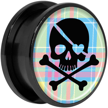 Pink Green Plaid Heart Skull Black Anodized Screw Fit Plug Set 20mm