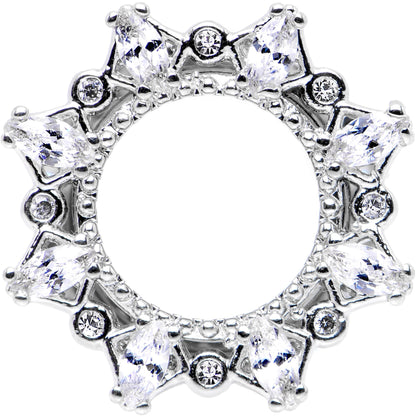 00G Clear Gem Flower Frame Screw Fit Tunnel Plug Set