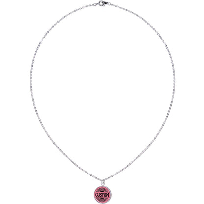 Custom Pink Mandala Personalized Name Silver Plated Chain Necklace