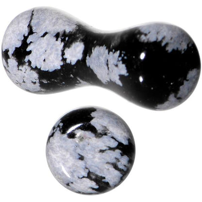 8G Obsidian Snowflake Natural Stone Saddle Plug Set