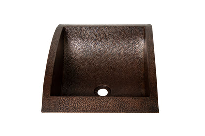 20" Rectangular Apron Curved Bottom Hammered Copper Bathroom Sink