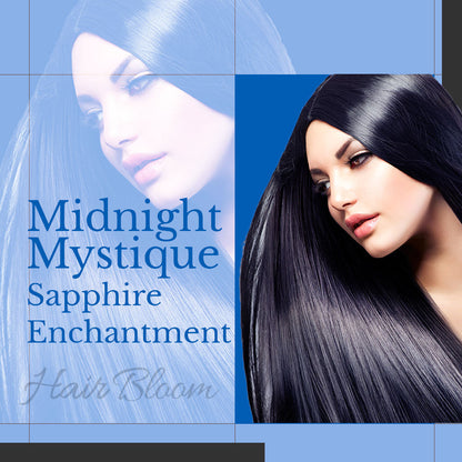 Hair Bloom Natural Blue Black Hair Color- Herbal Indigo w/ False Daisy & Gooseberry Hair Color Powder- 12 individual sachets (10 gm each)- Reusable Brush & Tray Included