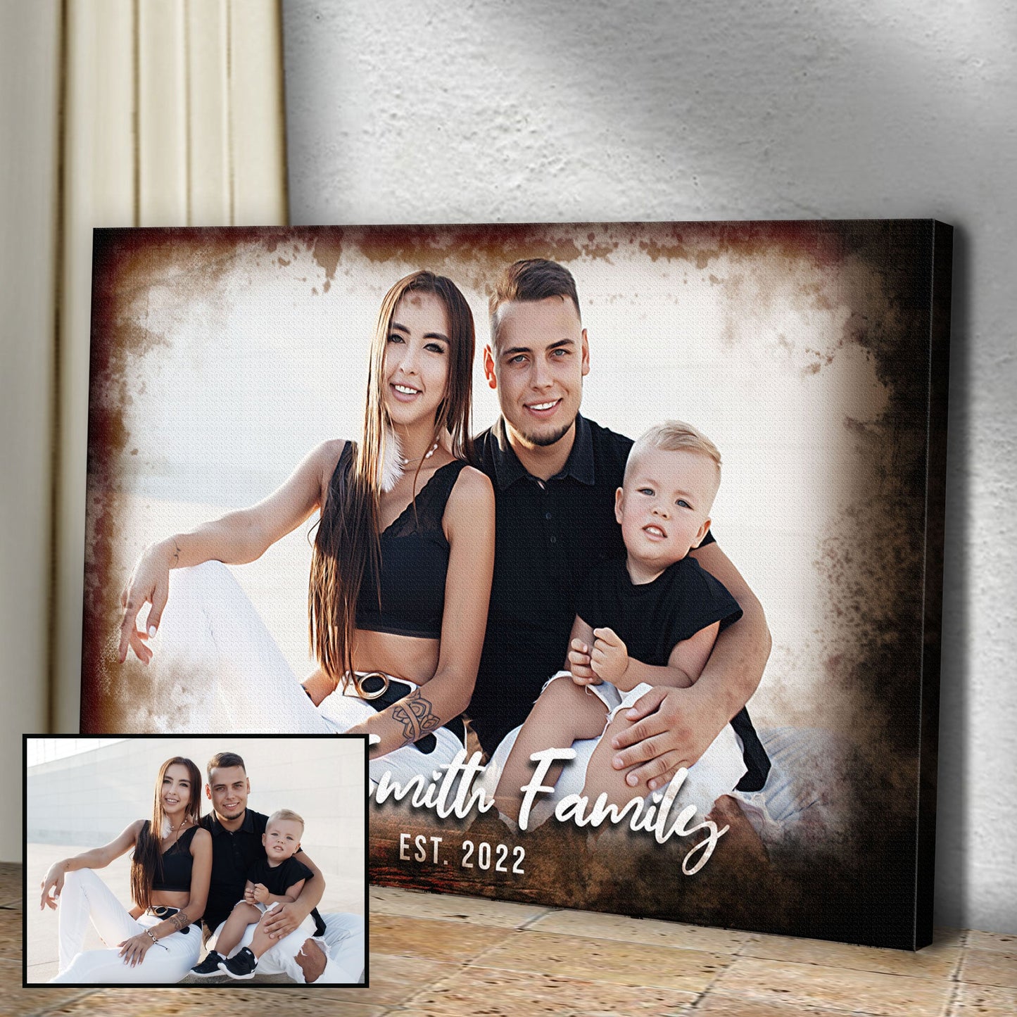 Family Portrait On Wood Sign