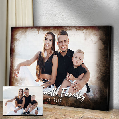 Family Portrait On Wood Sign