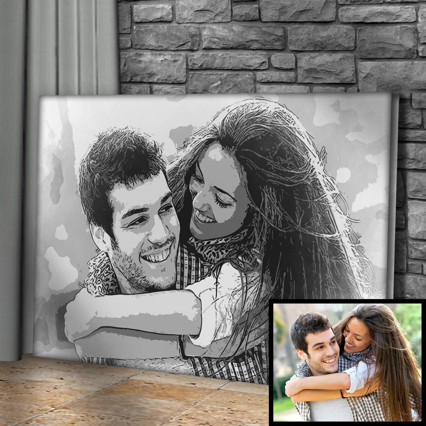 Couple Charcoal Portrait Sign