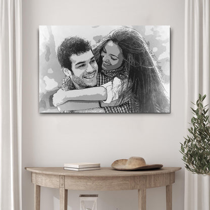 Couple Charcoal Portrait Sign