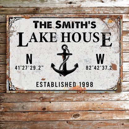 Family Lake House Anchor Sign