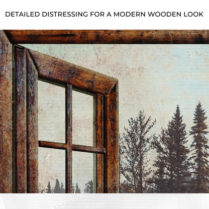 Foggy Autumn Lake View By The Window Canvas Wall Art