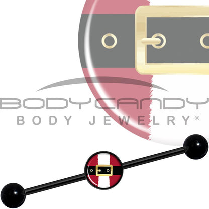 14G Christmas Santa Suit Black Industrial Barbell 37mm