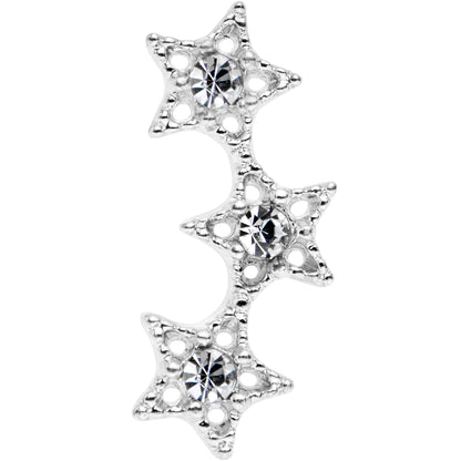18G 1/4 Clear Gem Star Trio Cartilage Tragus Earring