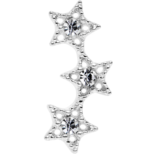 18G 1/4 Clear Gem Star Trio Cartilage Tragus Earring