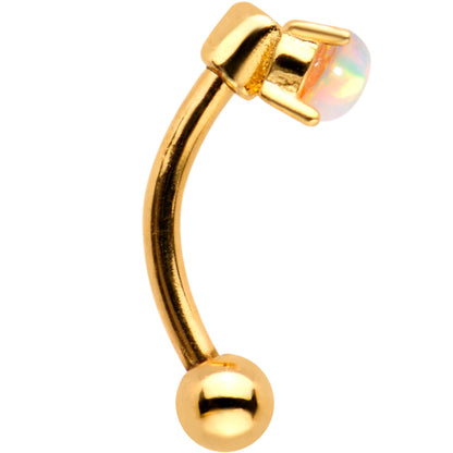 5/16 White Synthetic Opal Gold IP Fashionista Curved Eyebrow Ring