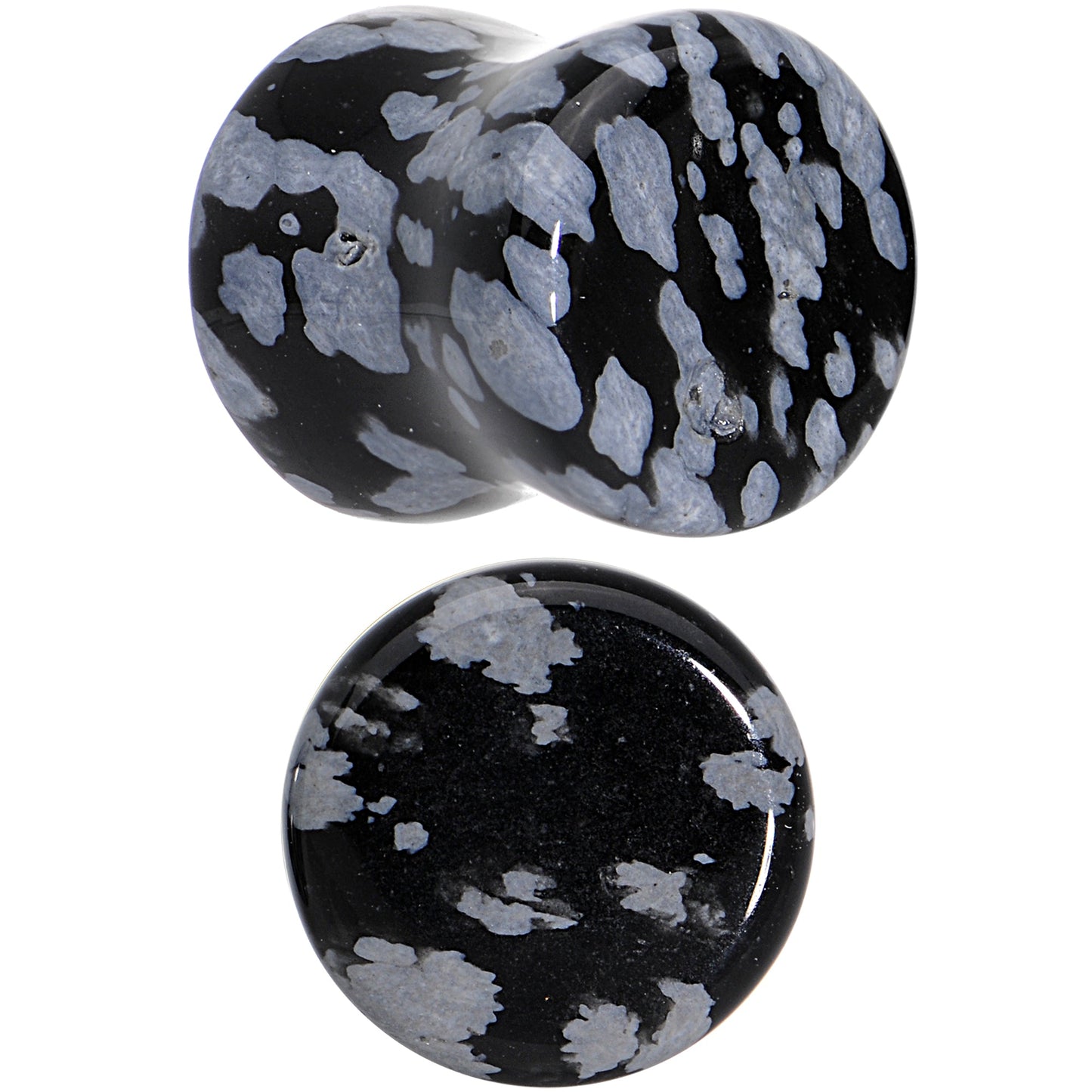 00G Obsidian Snowflake Natural Stone Saddle Plug Set