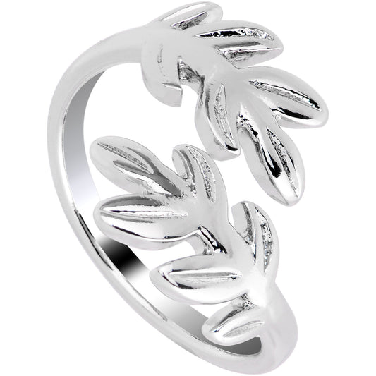 Rhodium Plated Budding Leaves Toe Ring