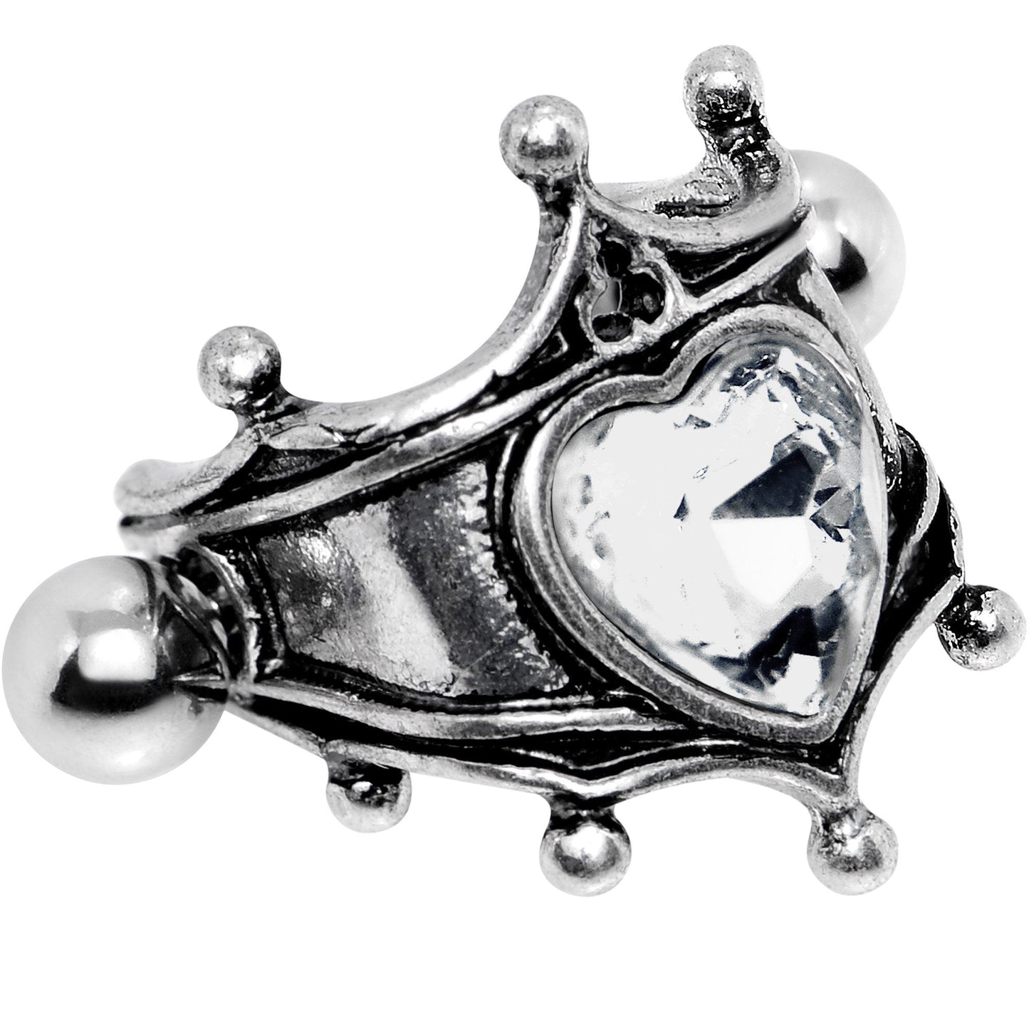 16G 1/2 Clear Gem Queen of Hearts Cuff Cartilage Earring