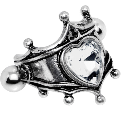 16G 1/2 Clear Gem Queen of Hearts Cuff Cartilage Earring