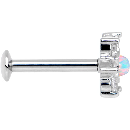 5/16 White Faux Opal Internally Threaded Star Flower Labret Monroe