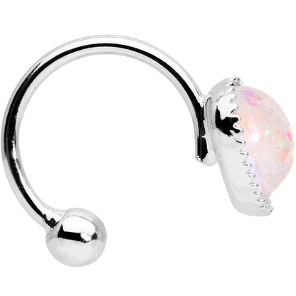 White Faux Opal Sacred Heart Non Pierced Ear Cuff