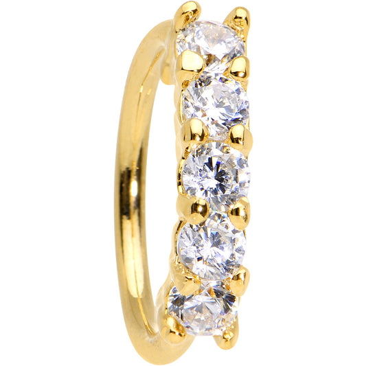 18G 5/16 Clear CZ Gold IP Quintet Seamless Circular Ring
