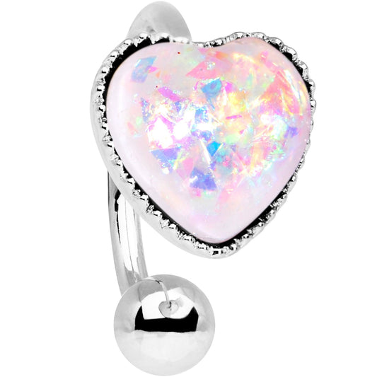 White Faux Opal Sacred Heart Non Pierced Ear Cuff