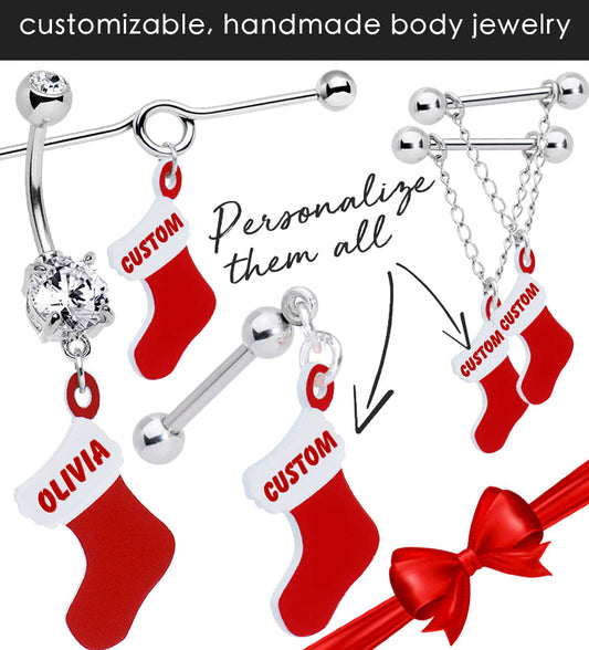 Custom Holiday Christmas Stocking Personalized Body Jewelry