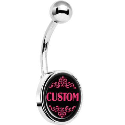Custom Pink Personalized Name Belly Ring