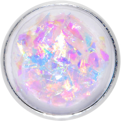 White Faux Opal Fun with Color Barbell Tongue Ring