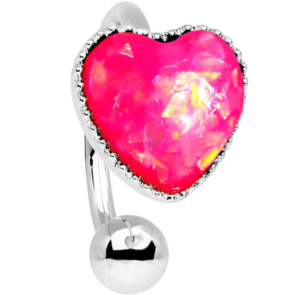 Pink Faux Opal Sacred Heart Non Pierced Ear Cuff