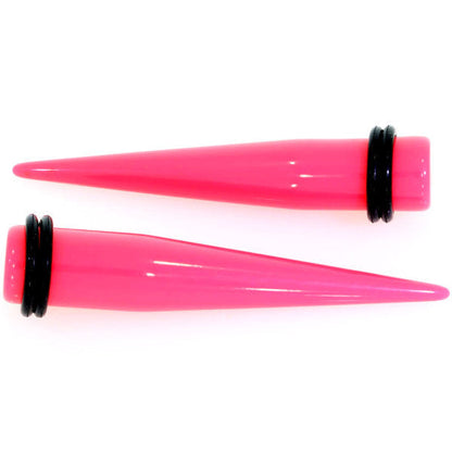 14G to 00G 18 Piece Ear Stretching Kit in Pink Acrylic Set