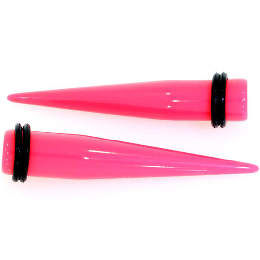 14G to 00G 18 Piece Ear Stretching Kit in Pink Acrylic Set
