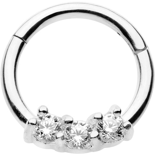 16G 5/16 Clear Gem Hinged Segment Ring Circular Barbell