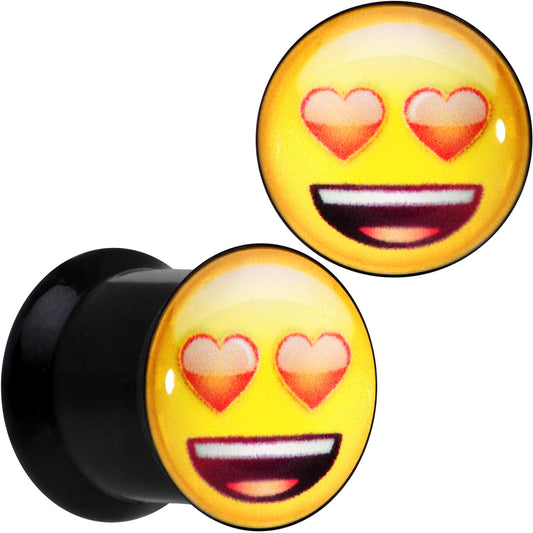 00G Licensed Heart Eyes emoji Acrylic Double Flare Plug Set