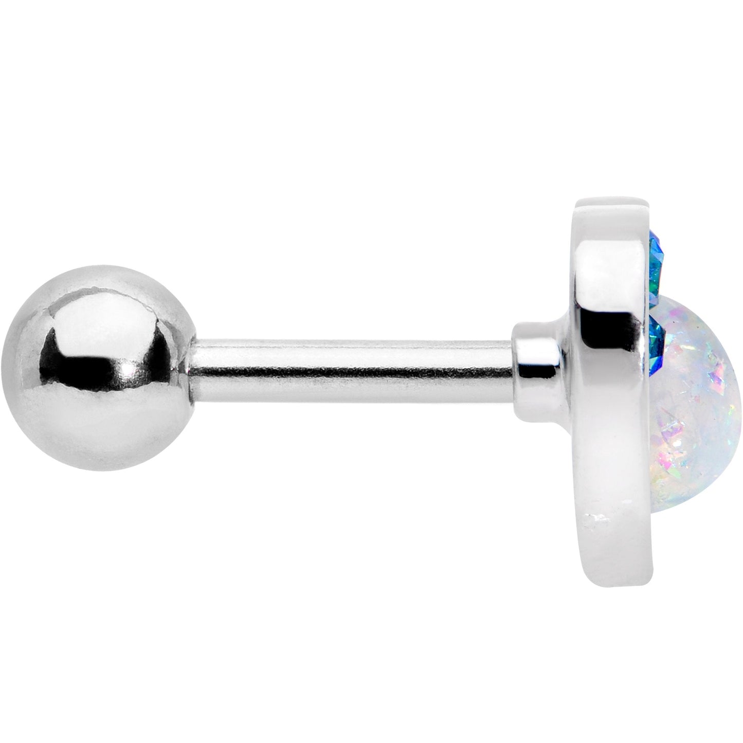 16G 1/4 Pink Faux Opal Paw Print Heart Cartilage Tragus Earring