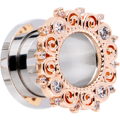 00G Clear Gem Flowering Frame Screw Fit Tunnel Plug Set