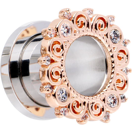 00G Clear Gem Flowering Frame Screw Fit Tunnel Plug Set