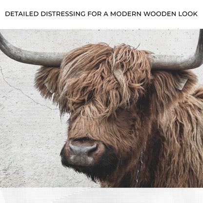 Natural Rustic Highland Cow Canvas Wall Art