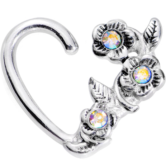 16G 1/4 Aurora Gem Bounty of Flowers Left Heart Closure Ring